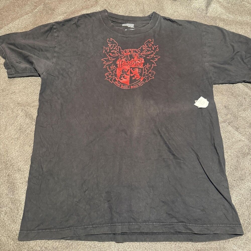 Icon Shirt Mens XL Extra Large Black Most Hated Crest Graphic Motorcycle Biker